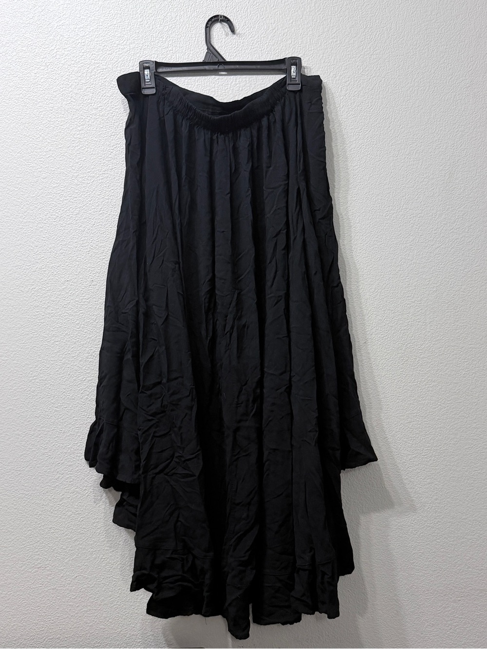 Torrid Womens Plus Size 1 Black Solid Woven Rayon Long A-Line Pull On Skirt